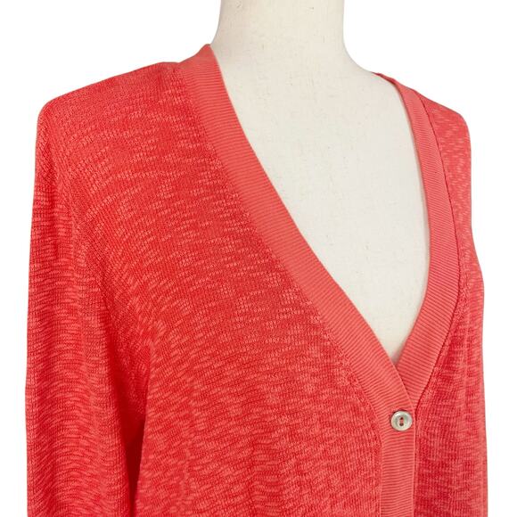 ANTHROPOLOGIE LEFT OF CENTER Evie High-Low Button-Up Orange Cardigan Size L - Picture 3 of 8